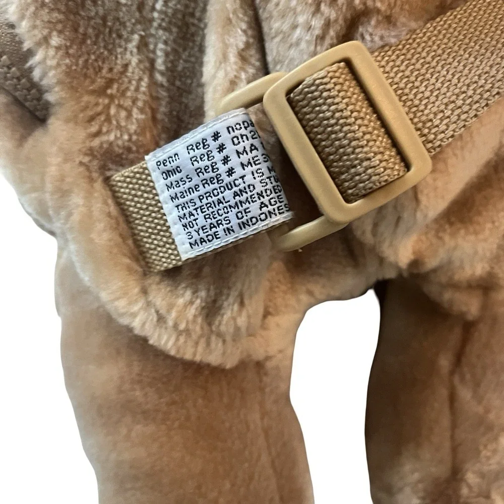VTG Teddy Bear Backpack Children's Ribbon Red Adjustable Tan